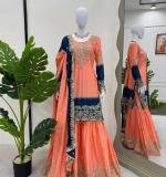 Havy Chinon Orange Designer Suit