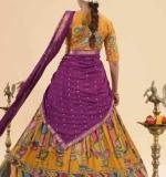 Chent Crep kalamkari print Lehenga