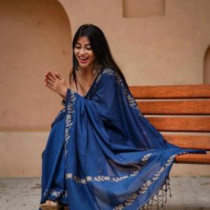 KPW 366 Beautiful Digital Printed Blue Saree