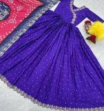 Blue Heavy Chinon Gown