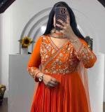 Orange Fox Georgette Gown