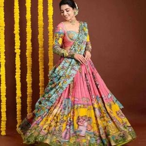 Pink Kalamkari Lehenga