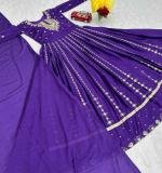Violet Chinon Embroidery Sequence Gown
