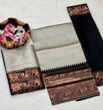 Grey Kanjiveram Silk Zari Lehanga