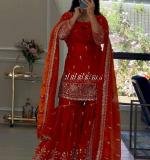 Premium Fabric And Designer Orange Dress