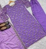 PURPLE FOX GEORGETTE TOP AND PENT WITH DUPATTA