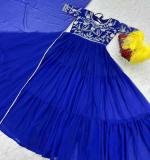 Blue Fox Georgette Embroidered Gown