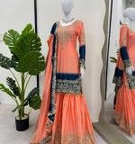 Havy Chinon Orange Designer Suit