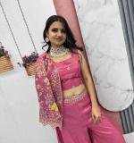 Pink Pure Tissue Simmer Party Wear Dress