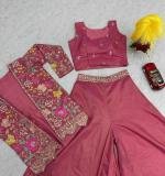 Pink Pure Tissue Simmer Party Wear Dress