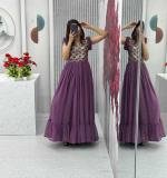 Wine Embroidered Gown