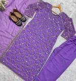 PURPLE FOX GEORGETTE TOP AND PENT WITH DUPATTA