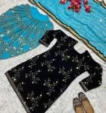 Blue Top Dhoti Salwar and Dupatta