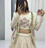 Pure Tissue Simmer Real Handwork and Read Diamond Work Crop Top Lehenga