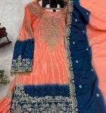 Havy Chinon Orange Designer Suit