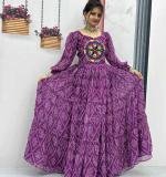 Purple Bandhani Print Gown