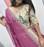 Wedding Wear Beautiful Lehenga With Wine Dupatta