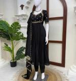 Women's Vichitra Silk Gown Set with Pant & Dupatta