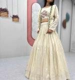 Pure Tissue Simmer Real Handwork and Read Diamond Work Crop Top Lehenga