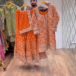 Orange Heavy Faux Georgette Dress