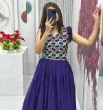 Blue Embroidered Gown