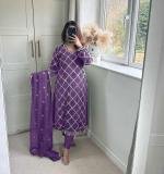 PURPLE FOX GEORGETTE TOP AND PENT WITH DUPATTA