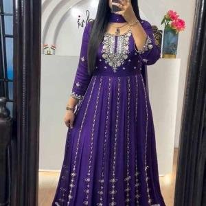 Violet Chinon Embroidery Sequence Gown