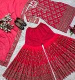 Red Heavy Faux Georgette Dress