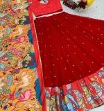 Red Kalamkari Print Lehenga