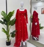 Foux Gorgette Beads with moti handwork Readymade Dress