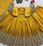 YELLOW PARTY WEAR LOOK DRESS