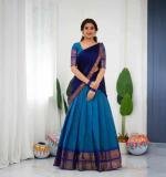 Blue Kanjiveram Silk Zari Lehanga