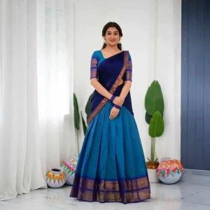 Blue Kanjiveram Silk Zari Lehanga