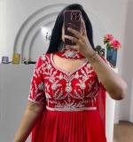 Red Fox Georgette Embroidered Gown