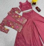 Pink Pure Tissue Simmer Party Wear Dress