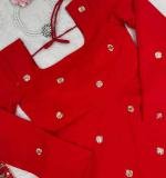 Foux Gorgette Beads with moti handwork Readymade Dress