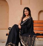 KPW 366 Beautiful Digital Printed Black Saree