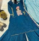 Natural Crep With Heavy Embroidery Work Dress