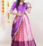 Pink Kanjiveram Silk Zari Lehanga