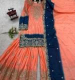 Havy Chinon Orange Designer Suit