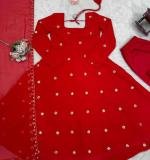 Foux Gorgette Beads with moti handwork Readymade Dress