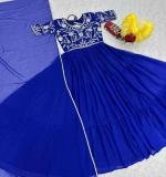 Blue Fox Georgette Embroidered Gown