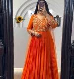 Orange Fox Georgette Gown