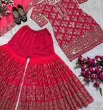 Red Heavy Faux Georgette Dress