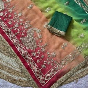 Beautiful Mor Gota Work Saree