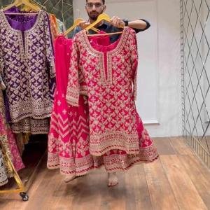 Red Heavy Faux Georgette Dress