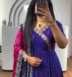 Blue Heavy Chinon Gown