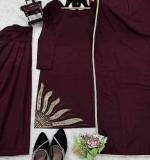 Natural crep silk Beads with moti Party Wear Dress
