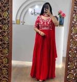 Red Fox Georgette Embroidered Gown