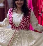 Bandhej Gown With Attach Shrug